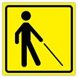 Визуальный предупреждающий знак «Уступите дорогу человеку с белой тростью», ДС77 (пластик 2 мм, 150х150 мм)